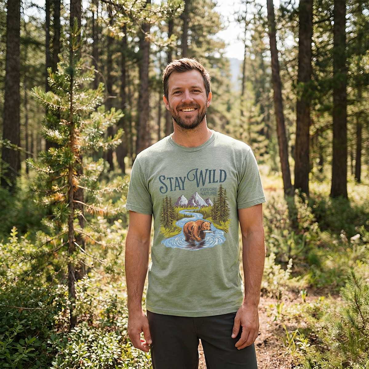 Stay Wild Explore Nature Hunting Bear T-shirt