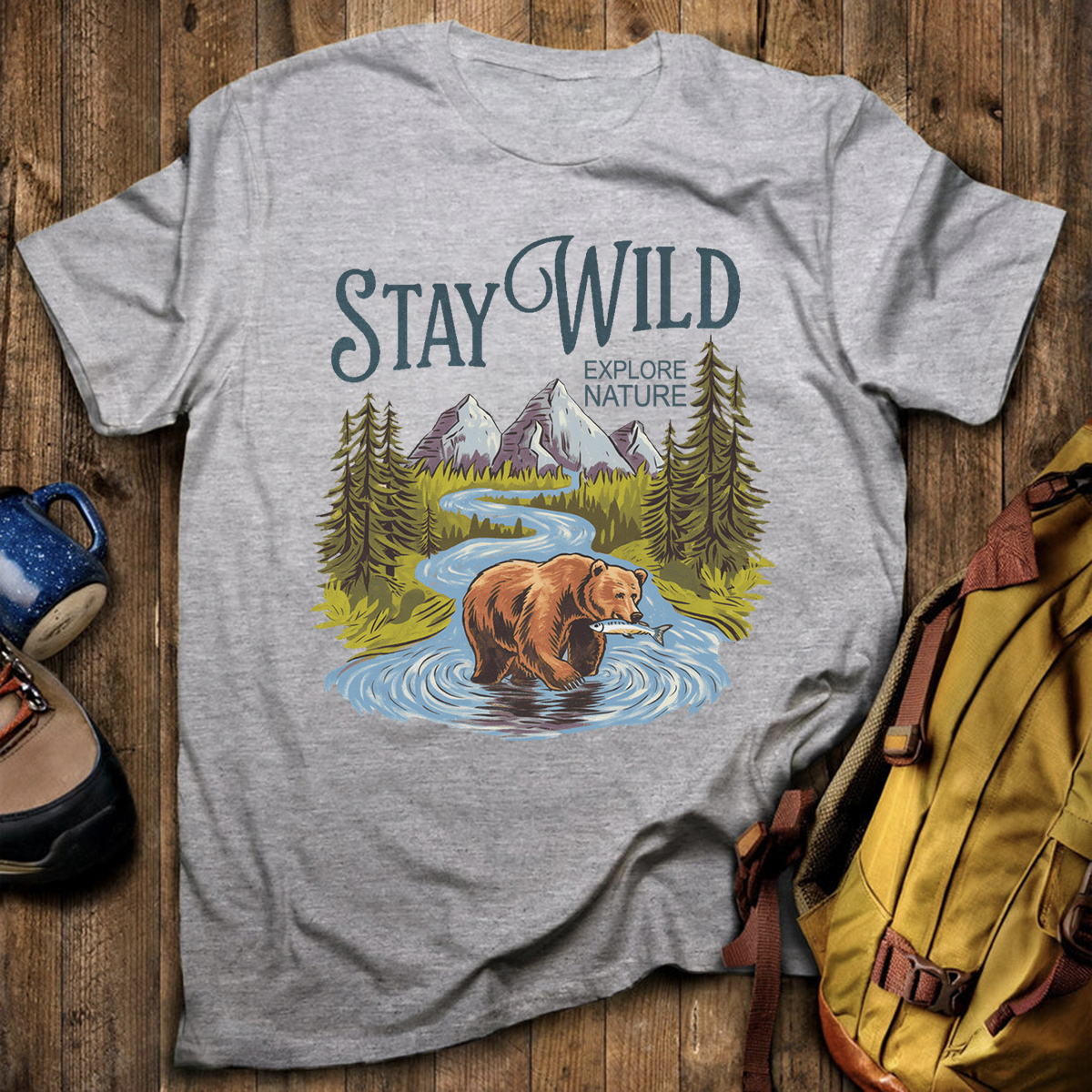 Stay Wild Explore Nature Hunting Bear T-shirt