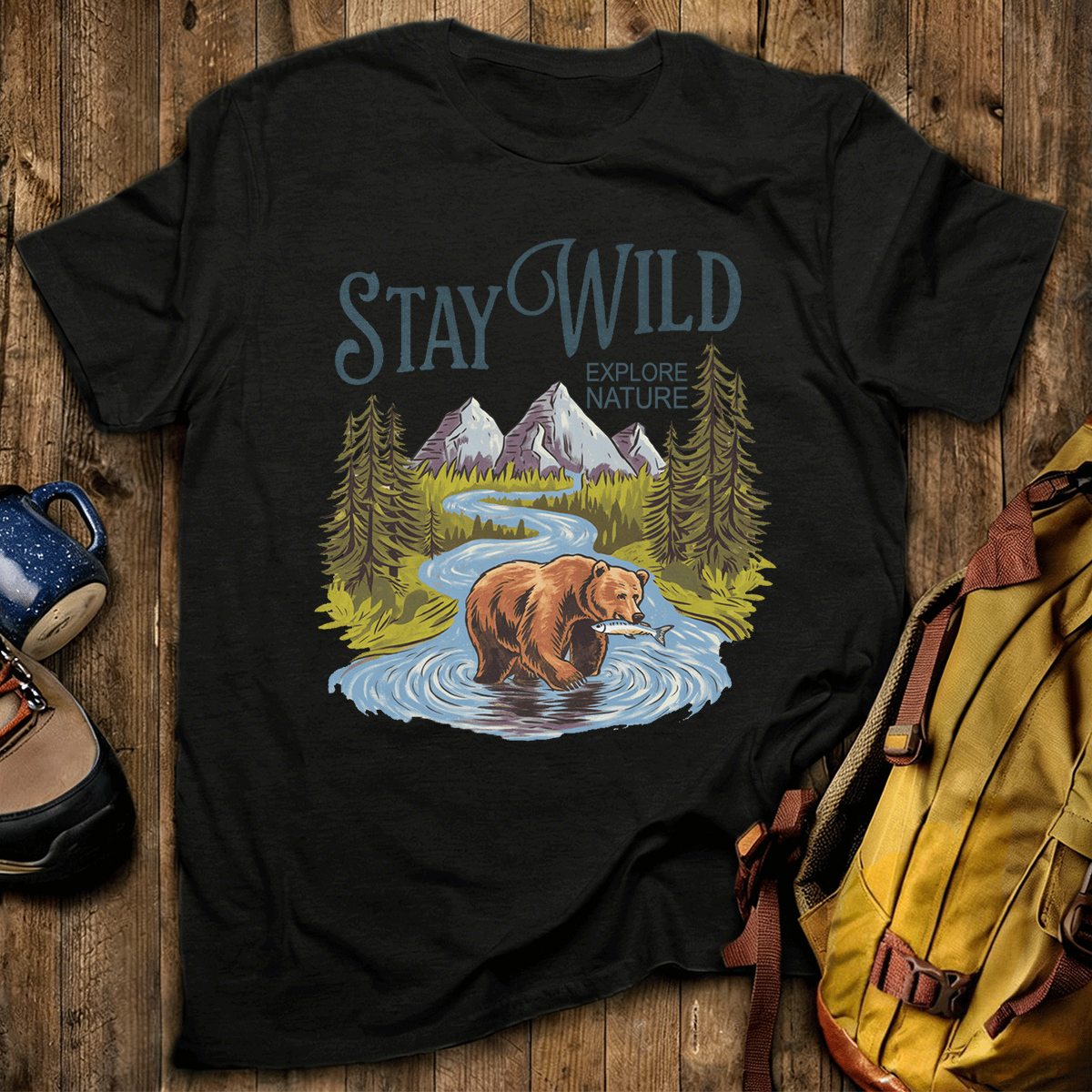 Stay Wild Explore Nature Hunting Bear T-shirt