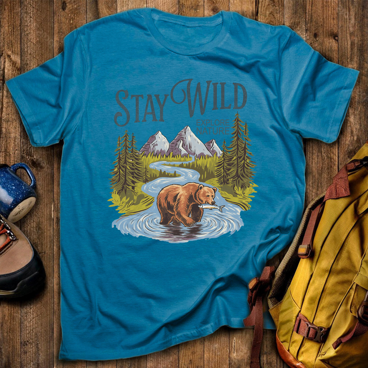 Stay Wild Explore Nature Hunting Bear T-shirt