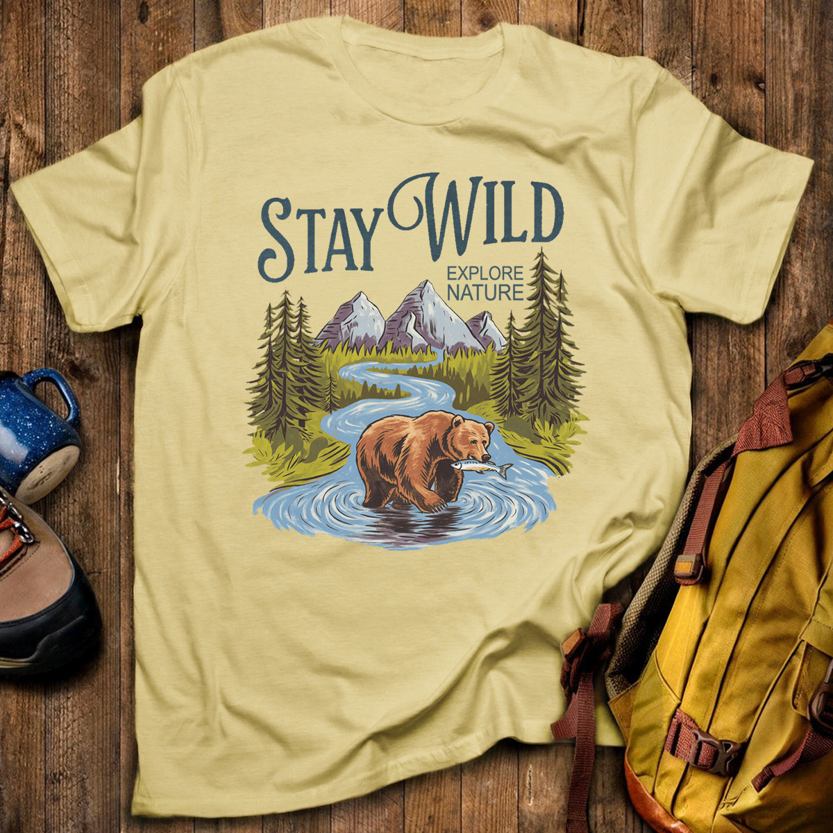 Stay Wild Explore Nature Hunting Bear T-shirt