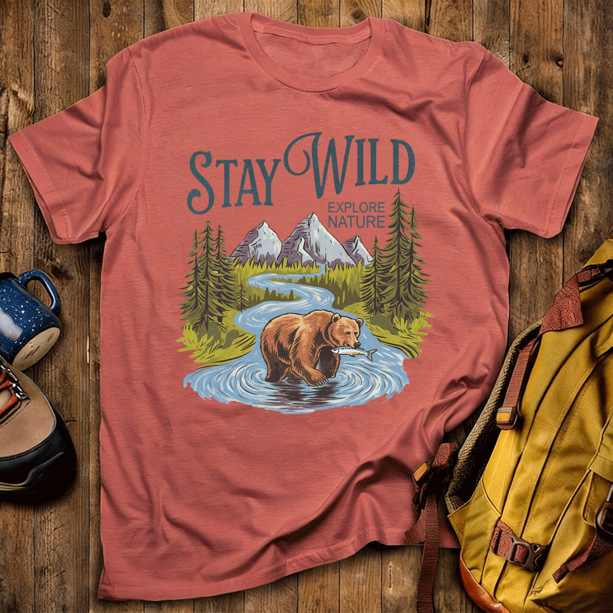 Stay Wild Explore Nature Hunting Bear T-shirt