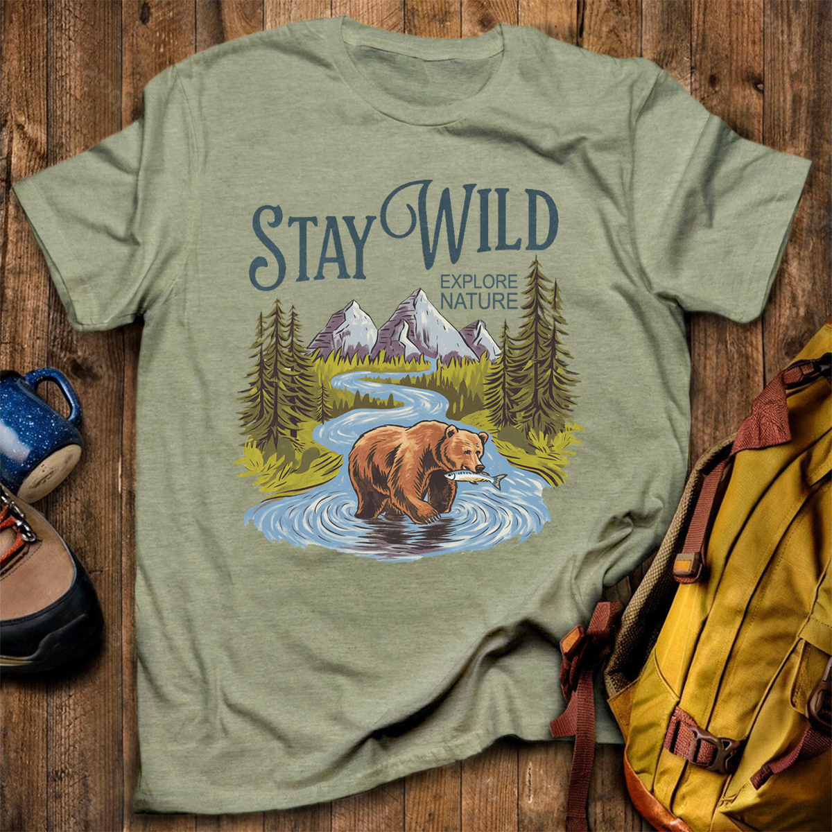 Stay Wild Explore Nature Hunting Bear T-shirt