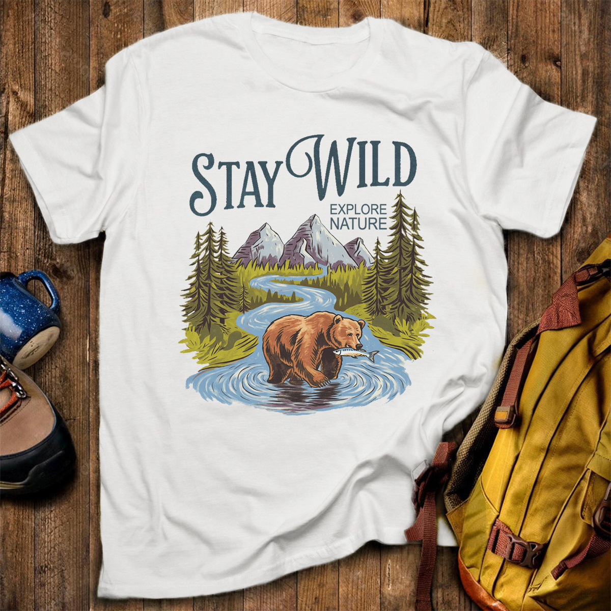 Stay Wild Explore Nature Hunting Bear T-shirt