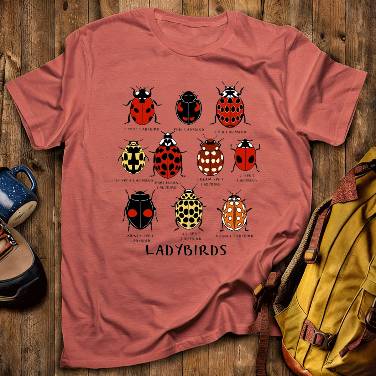 Ladybirds Species Illustration Nature‑Inspired Graphic T‑Shirt