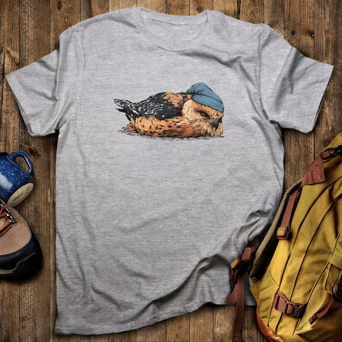 Red Shouldered Hawk Sleeper With Night Cap T-Shirt