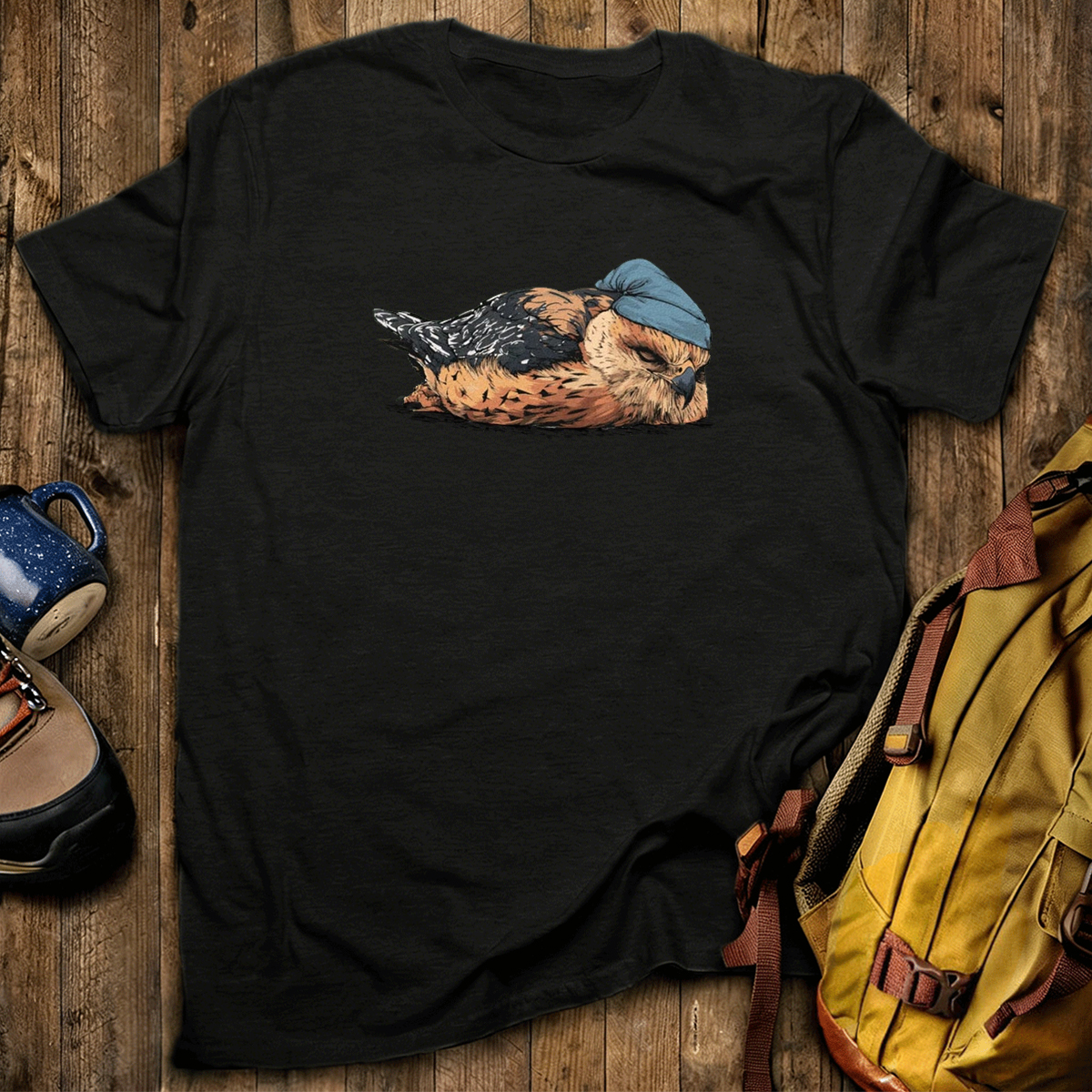 Red Shouldered Hawk Sleeper With Night Cap T-Shirt