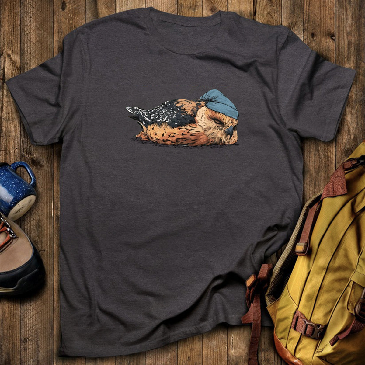 Red Shouldered Hawk Sleeper With Night Cap T-Shirt