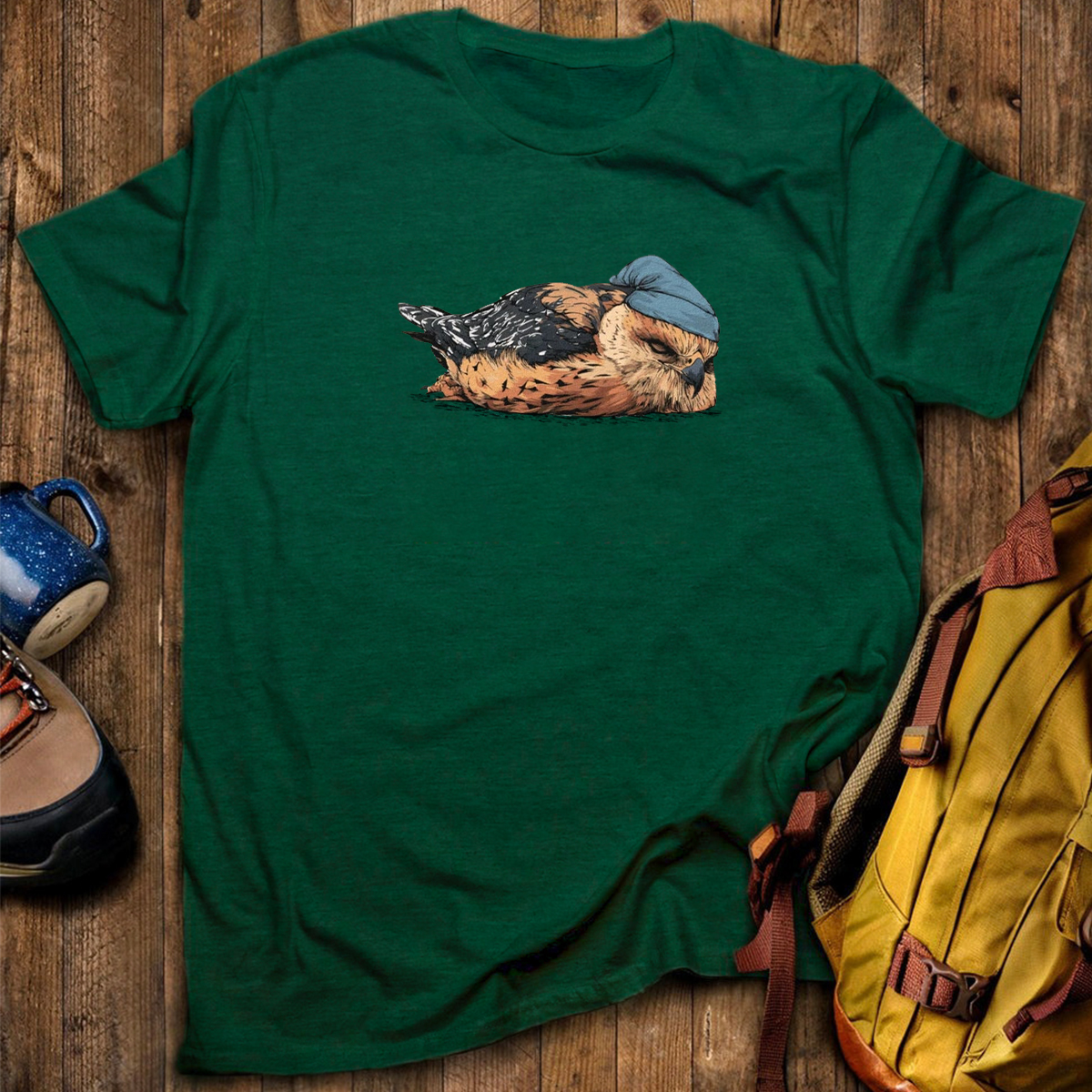 Red Shouldered Hawk Sleeper With Night Cap T-Shirt