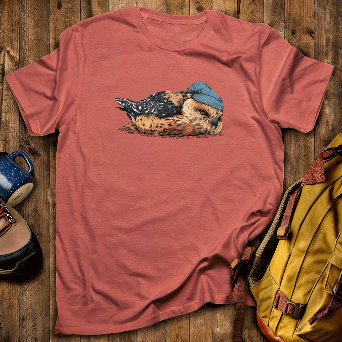 Red Shouldered Hawk Sleeper With Night Cap T-Shirt