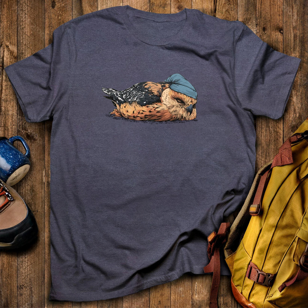 Red Shouldered Hawk Sleeper With Night Cap T-Shirt