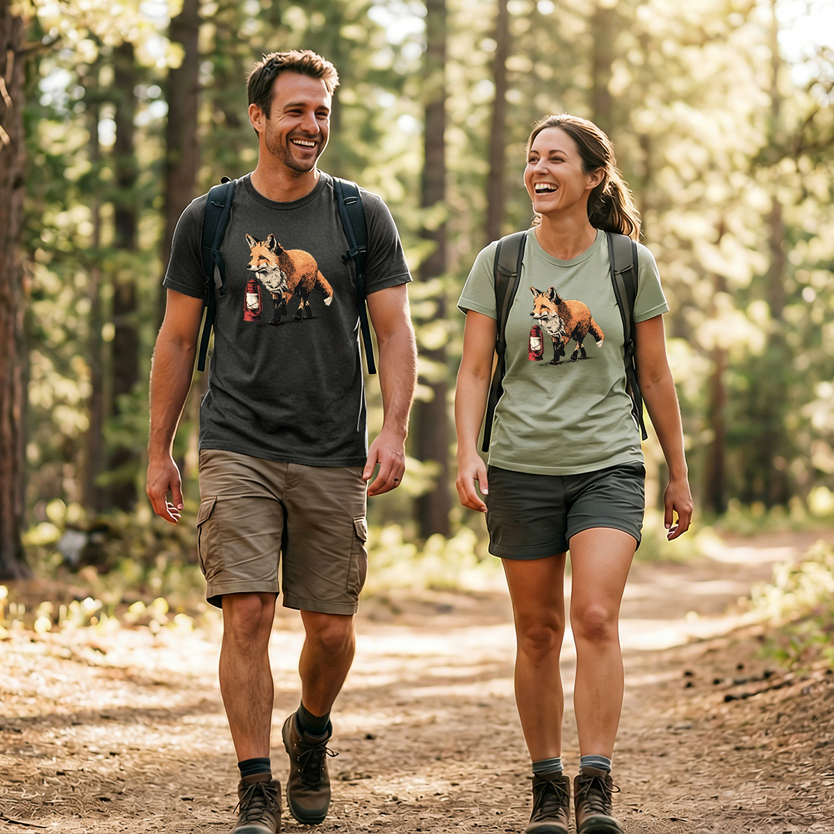 Red Fox Lantern Carrier T-Shirt