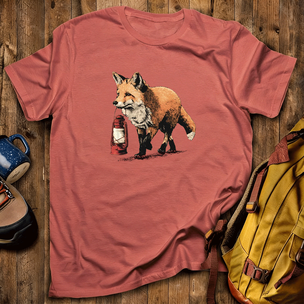 Red Fox Lantern Carrier T-Shirt