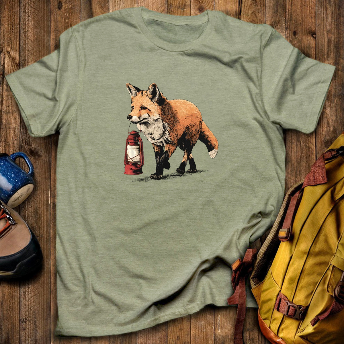 Red Fox Lantern Carrier T-Shirt