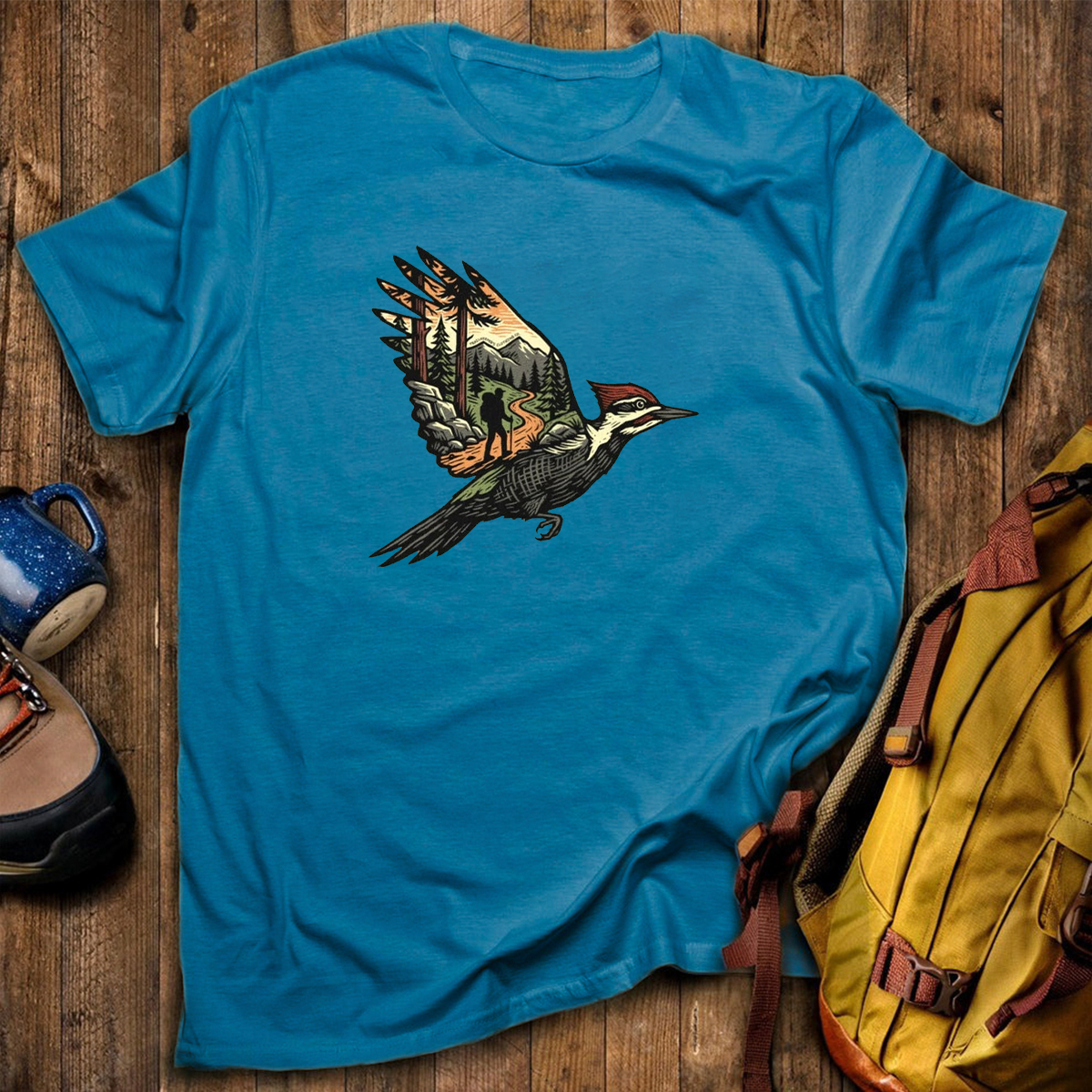 Woodpecker Flight Scenery T-Shirt