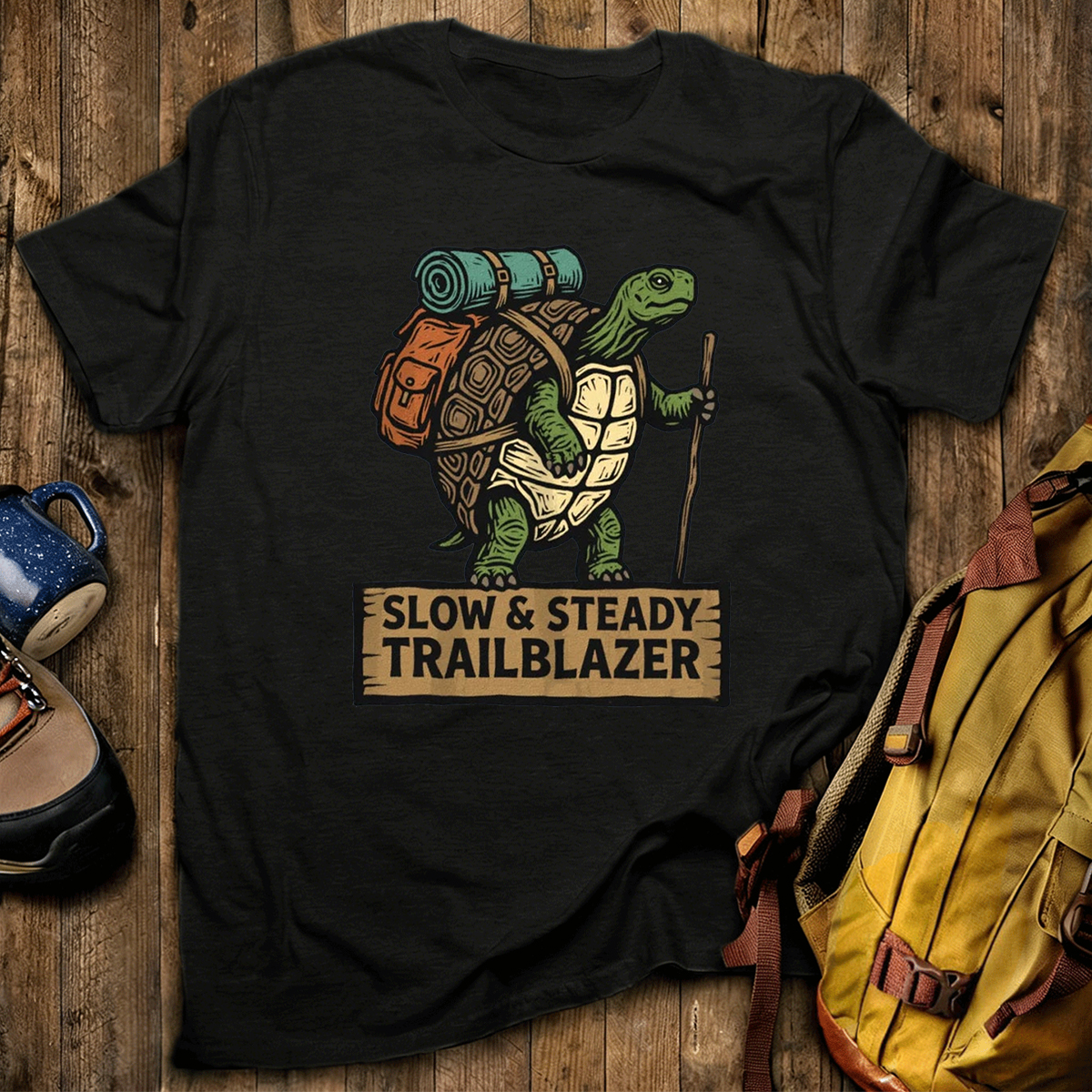 Slow Steady Trailblazer Tortoise Backpacker T-Shirt