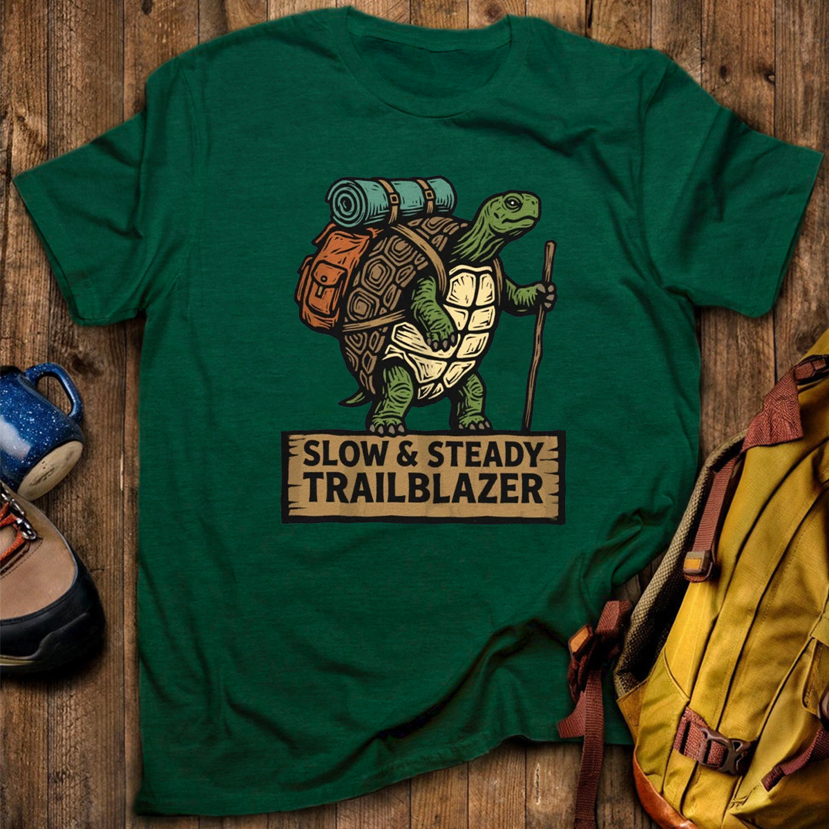 Slow Steady Trailblazer Tortoise Backpacker T-Shirt