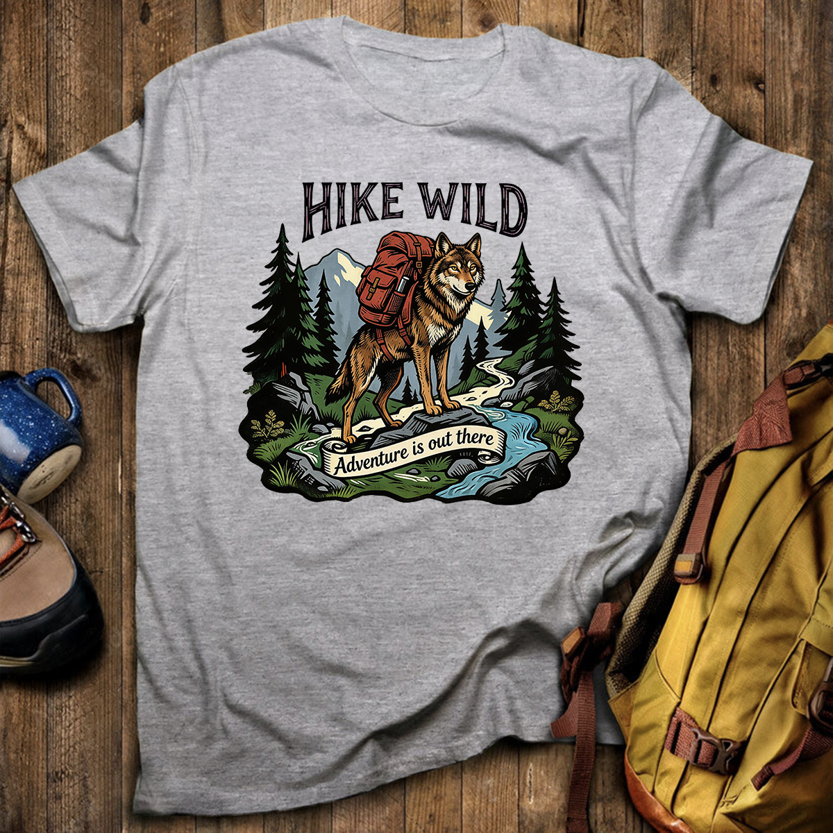 Hike Wild Wolf Backpacker T-Shirt