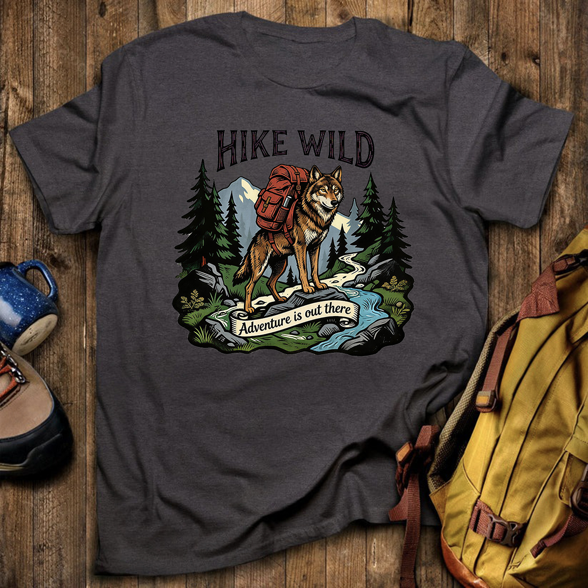 Hike Wild Wolf Backpacker T-Shirt