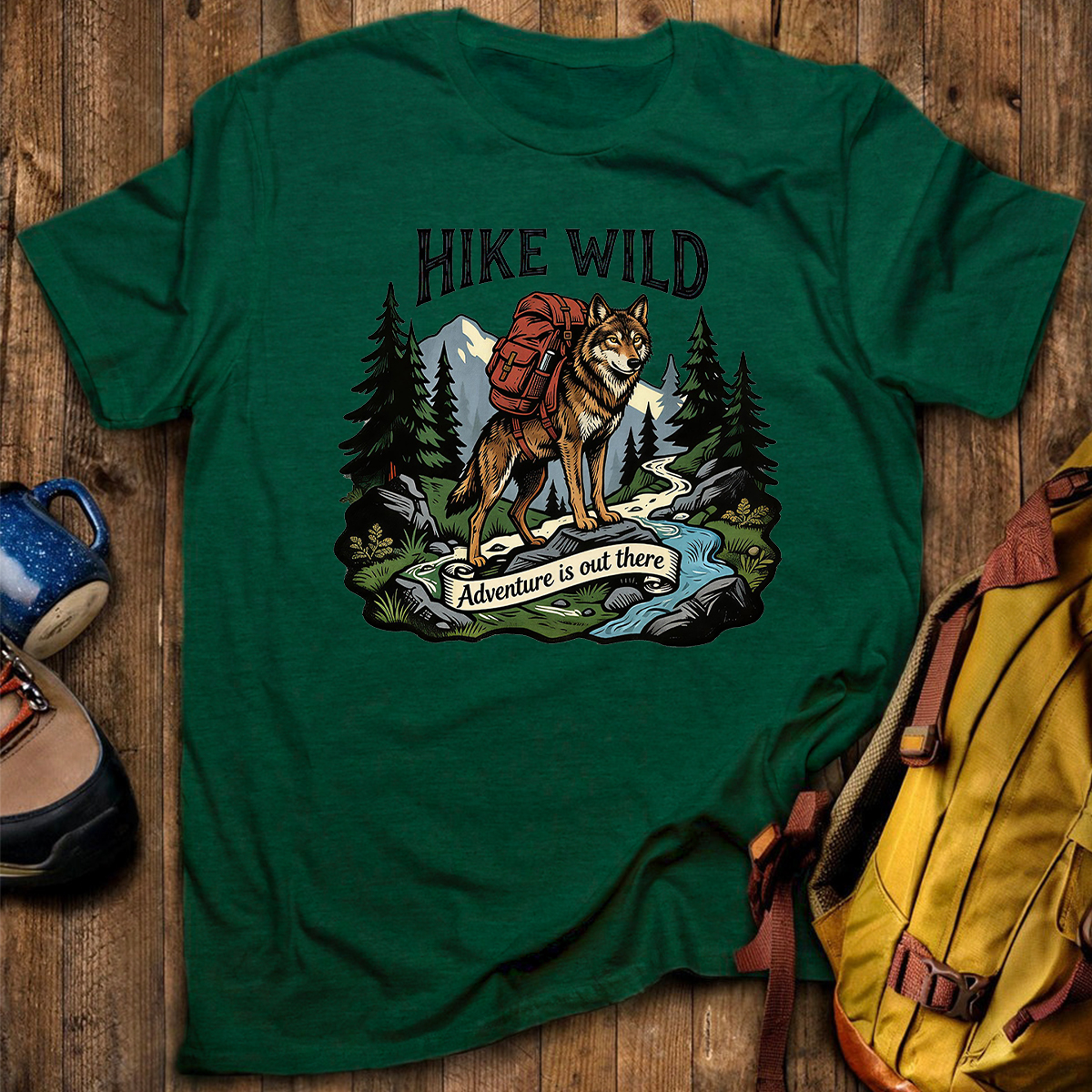 Hike Wild Wolf Backpacker T-Shirt