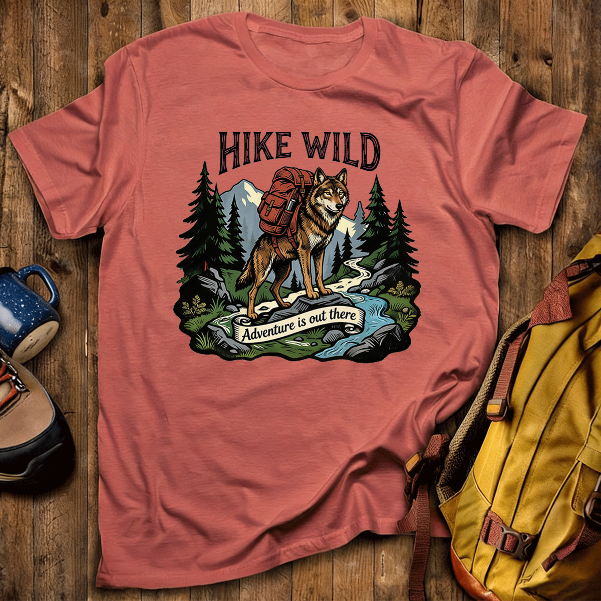 Hike Wild Wolf Backpacker T-Shirt