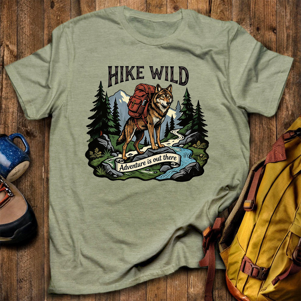 Hike Wild Wolf Backpacker T-Shirt