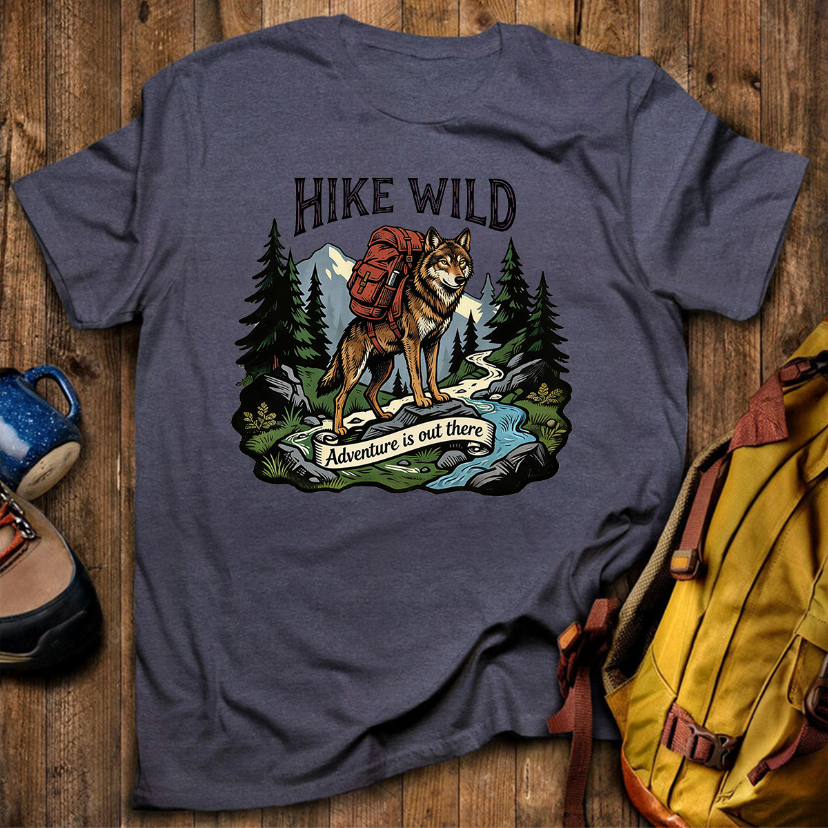 Hike Wild Wolf Backpacker T-Shirt
