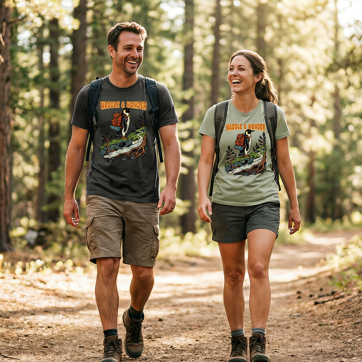 Waddle Wonder Penguin Backpacker T-Shirt