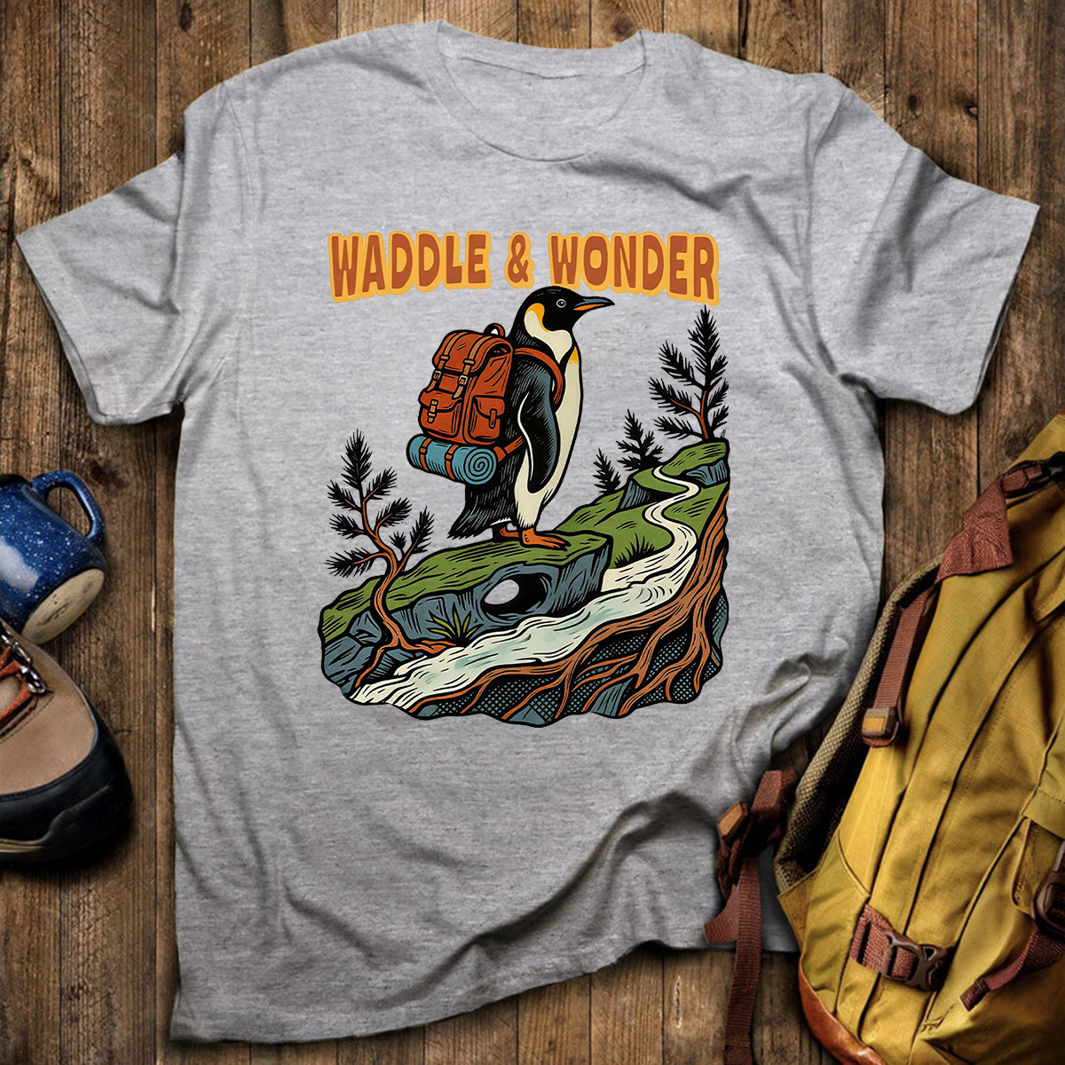 Waddle Wonder Penguin Backpacker T-Shirt