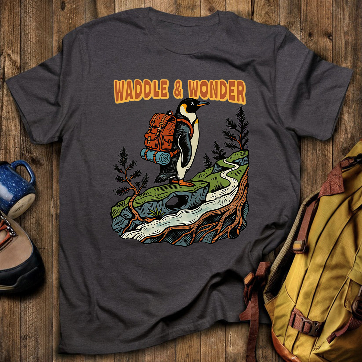 Waddle Wonder Penguin Backpacker T-Shirt