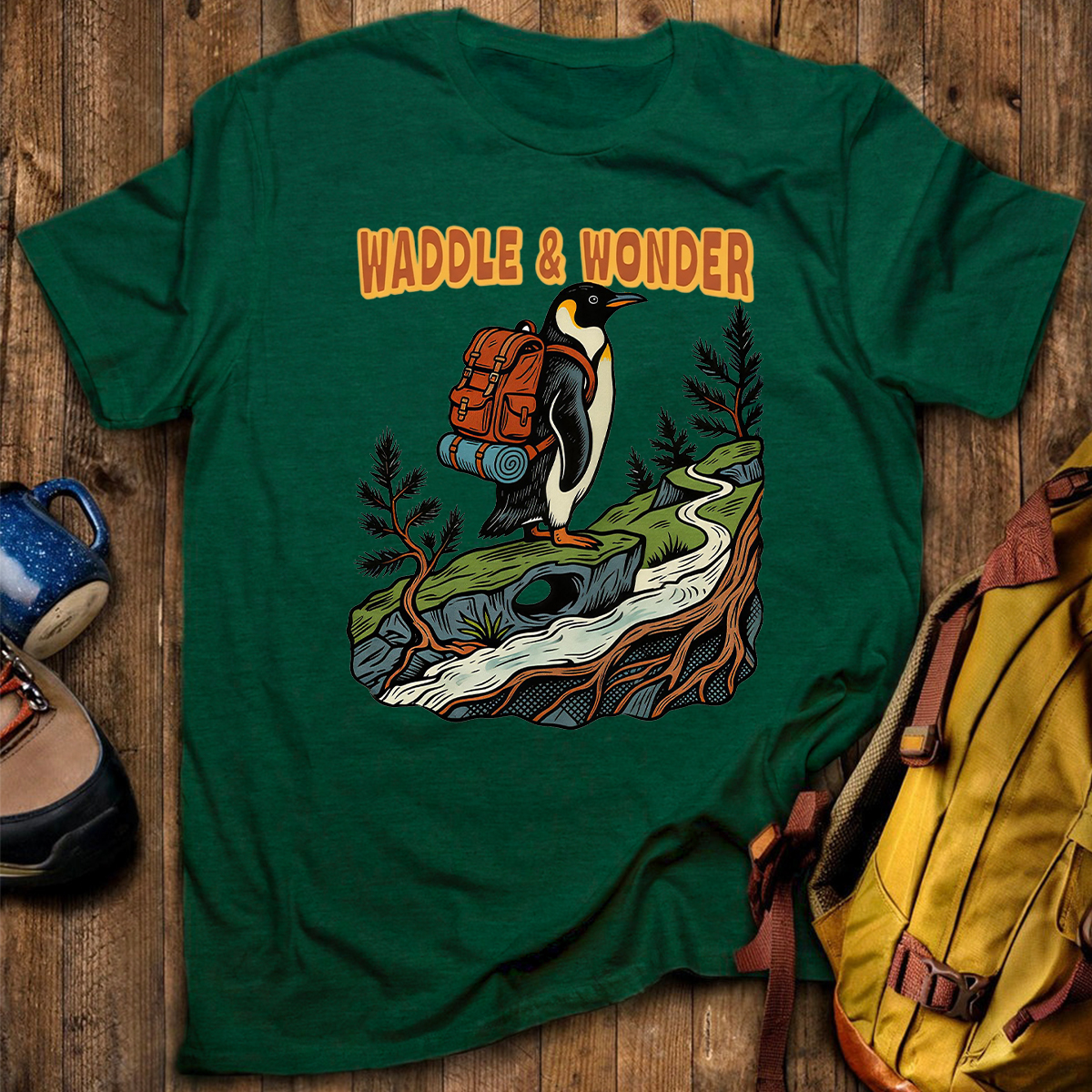 Waddle Wonder Penguin Backpacker T-Shirt