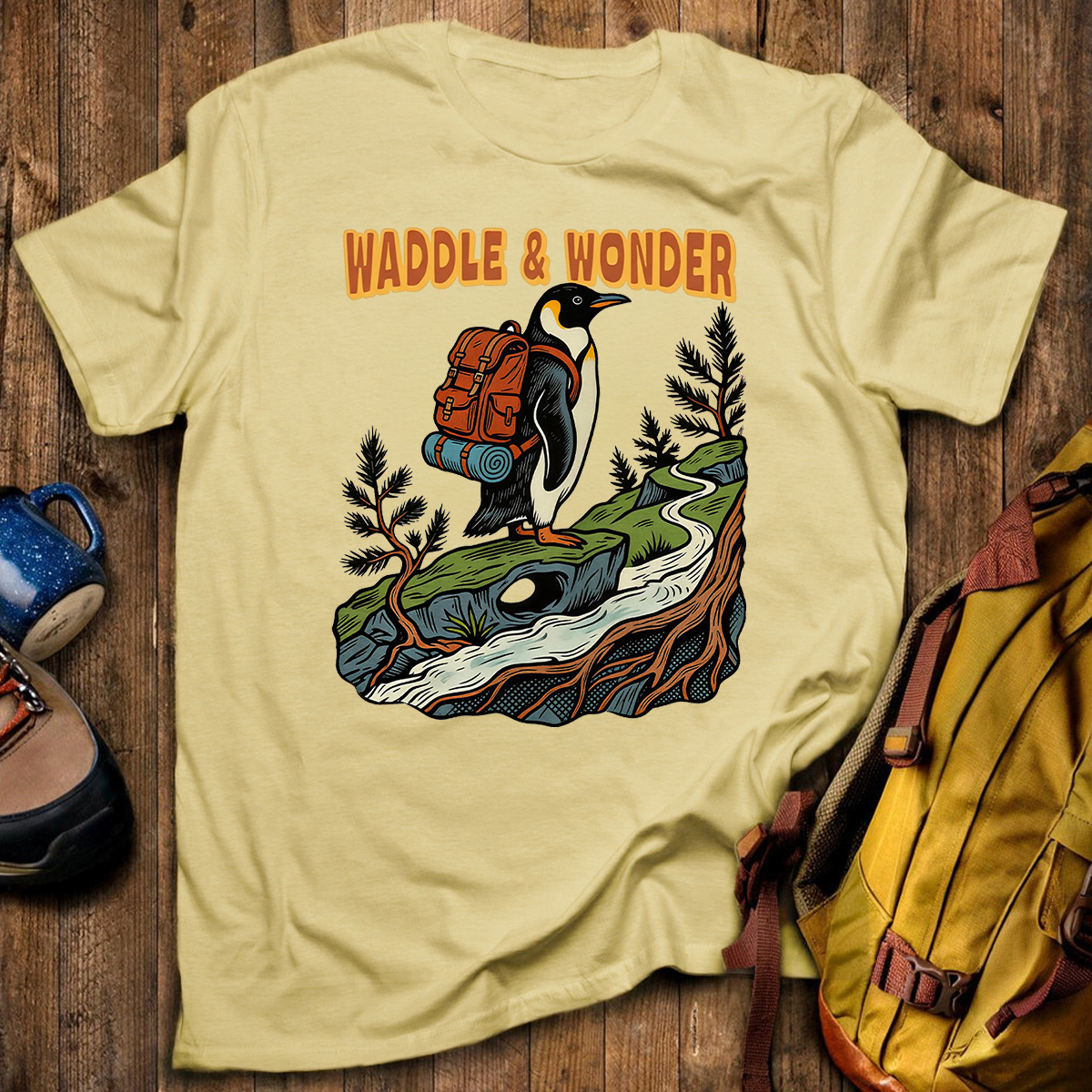 Waddle Wonder Penguin Backpacker T-Shirt