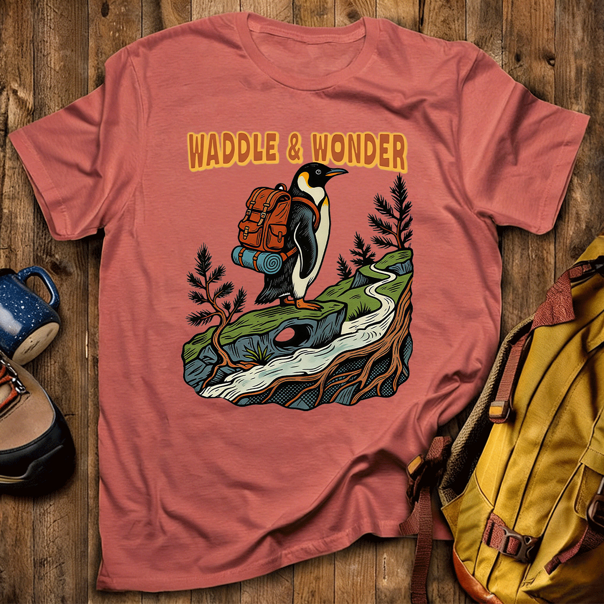 Waddle Wonder Penguin Backpacker T-Shirt