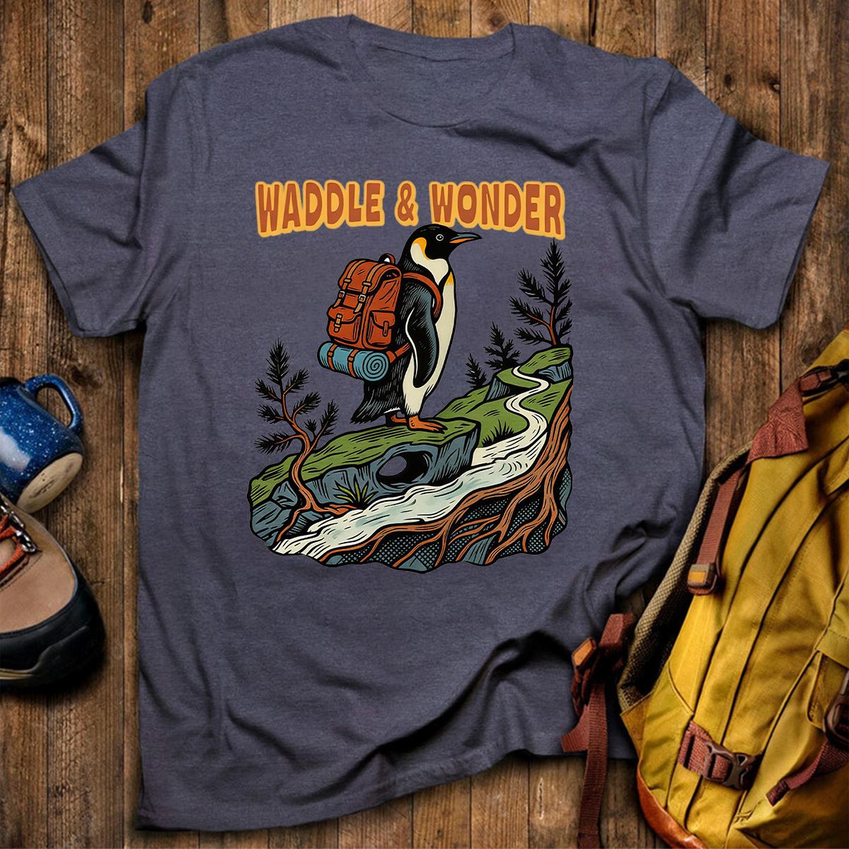 Waddle Wonder Penguin Backpacker T-Shirt