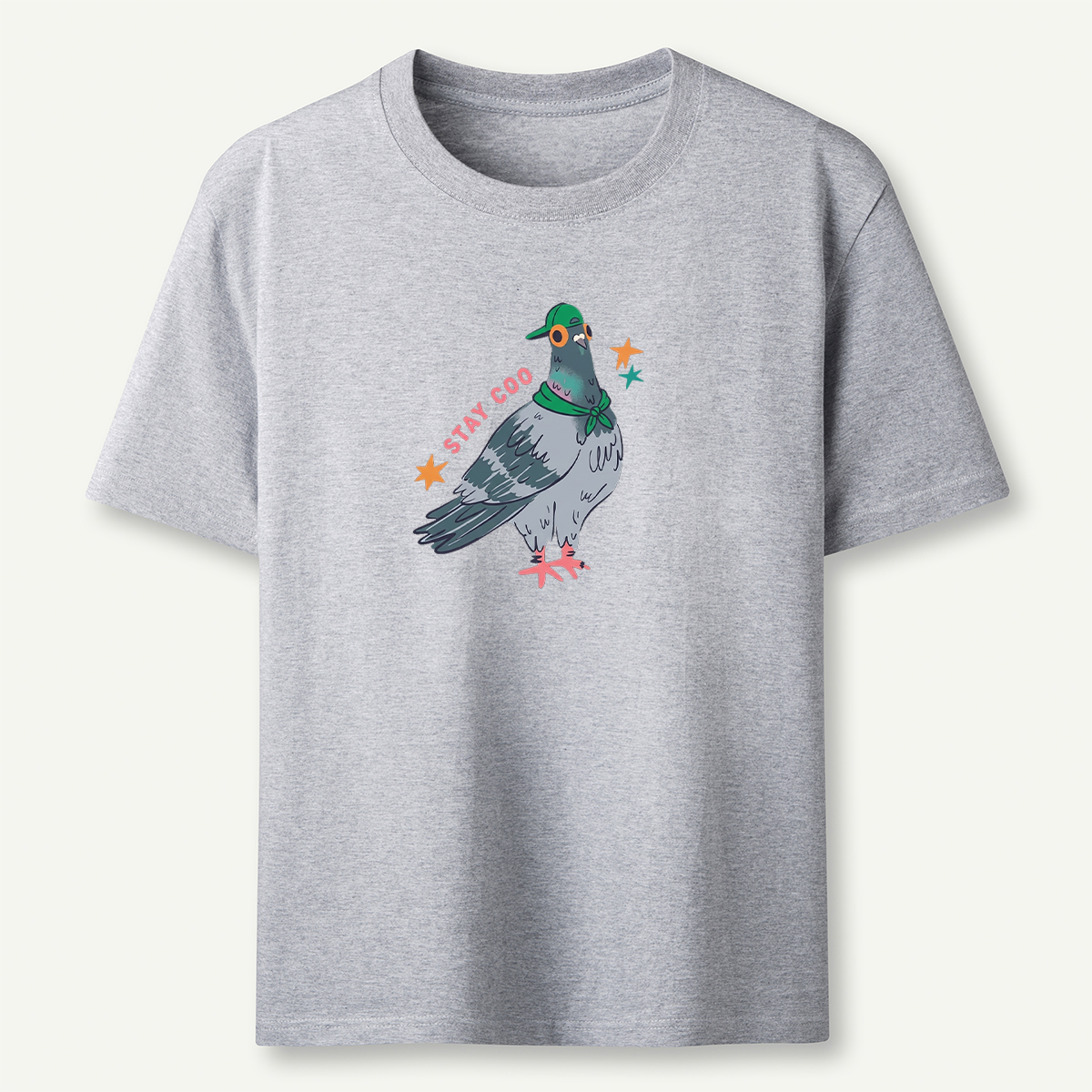 Stay Cool Pigeon Graphic Funny Retro Bird Illustration T‑Shirt