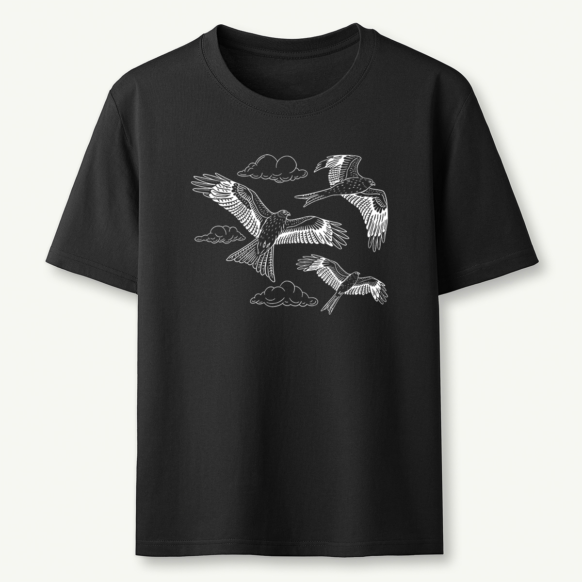 Flying Birds Line Art Minimalist Wildlife Graphic T‑Shirt