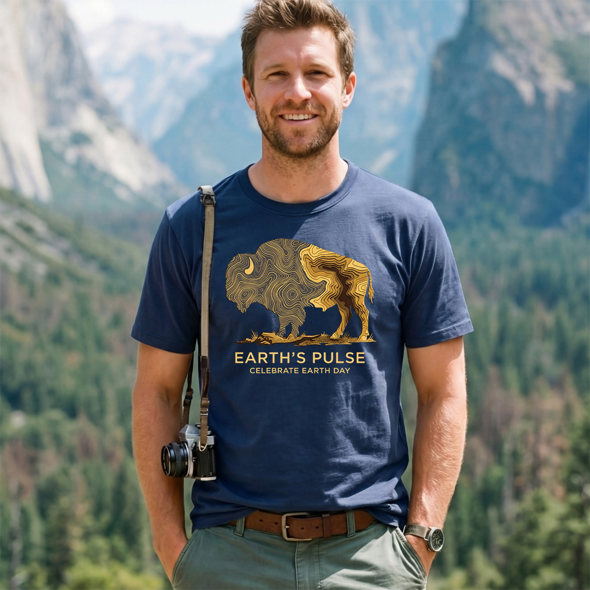 Earth’s Pulse Bison Celebrate Earth Day T‑Shirt