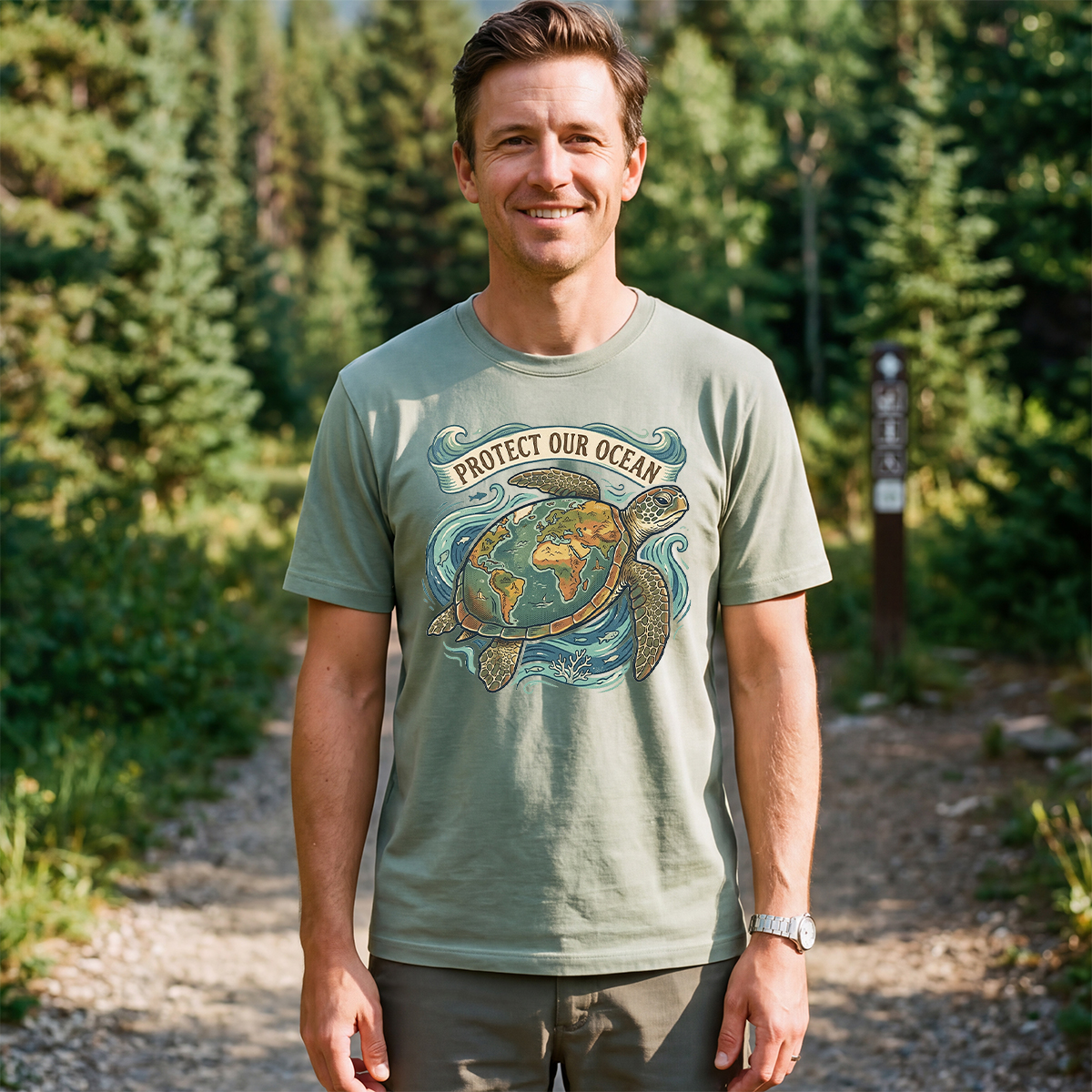 Protect Our Ocean Sea Turtle Earth Day T‑Shirt