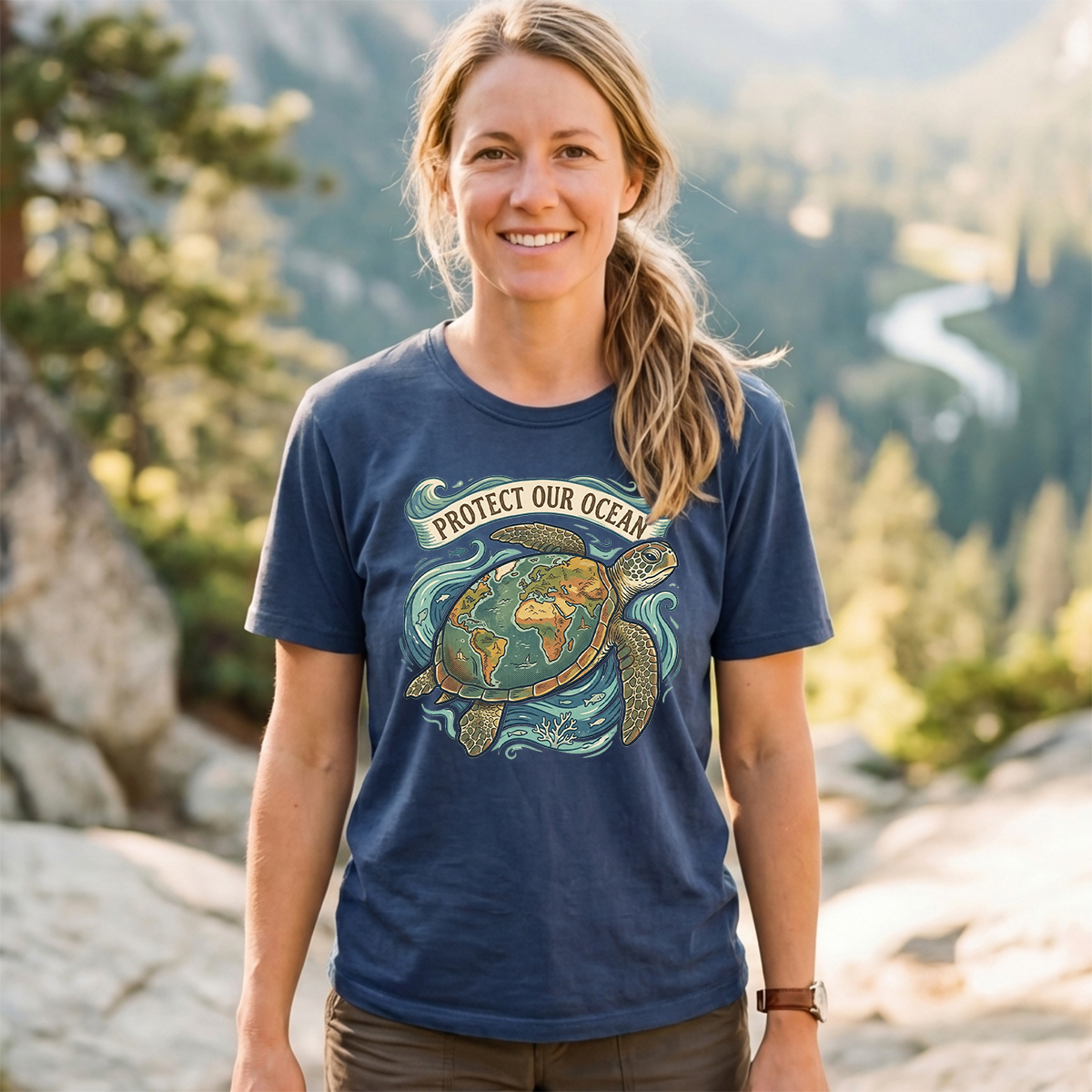 Protect Our Ocean Sea Turtle Earth Day T‑Shirt