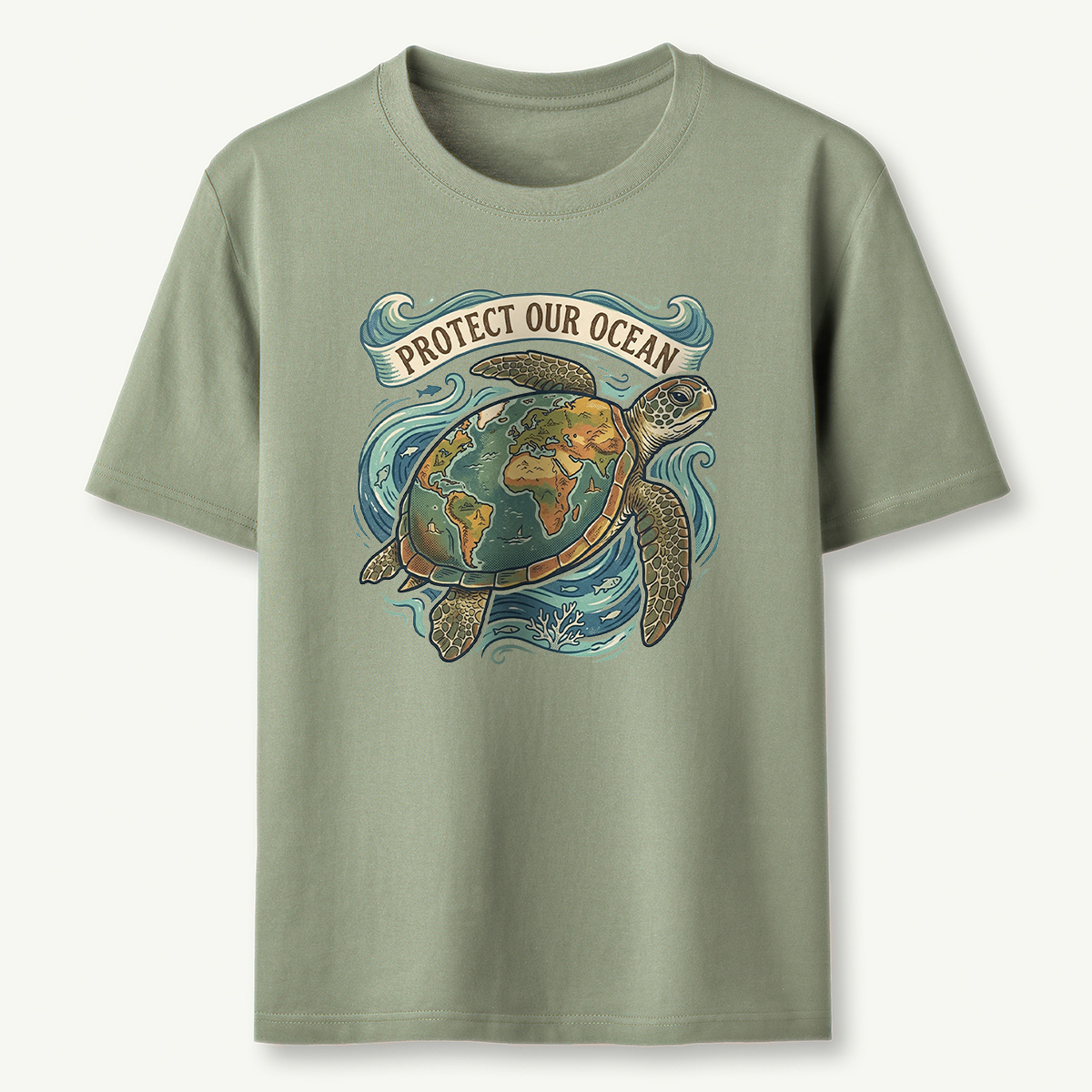 Protect Our Ocean Sea Turtle Earth Day T‑Shirt