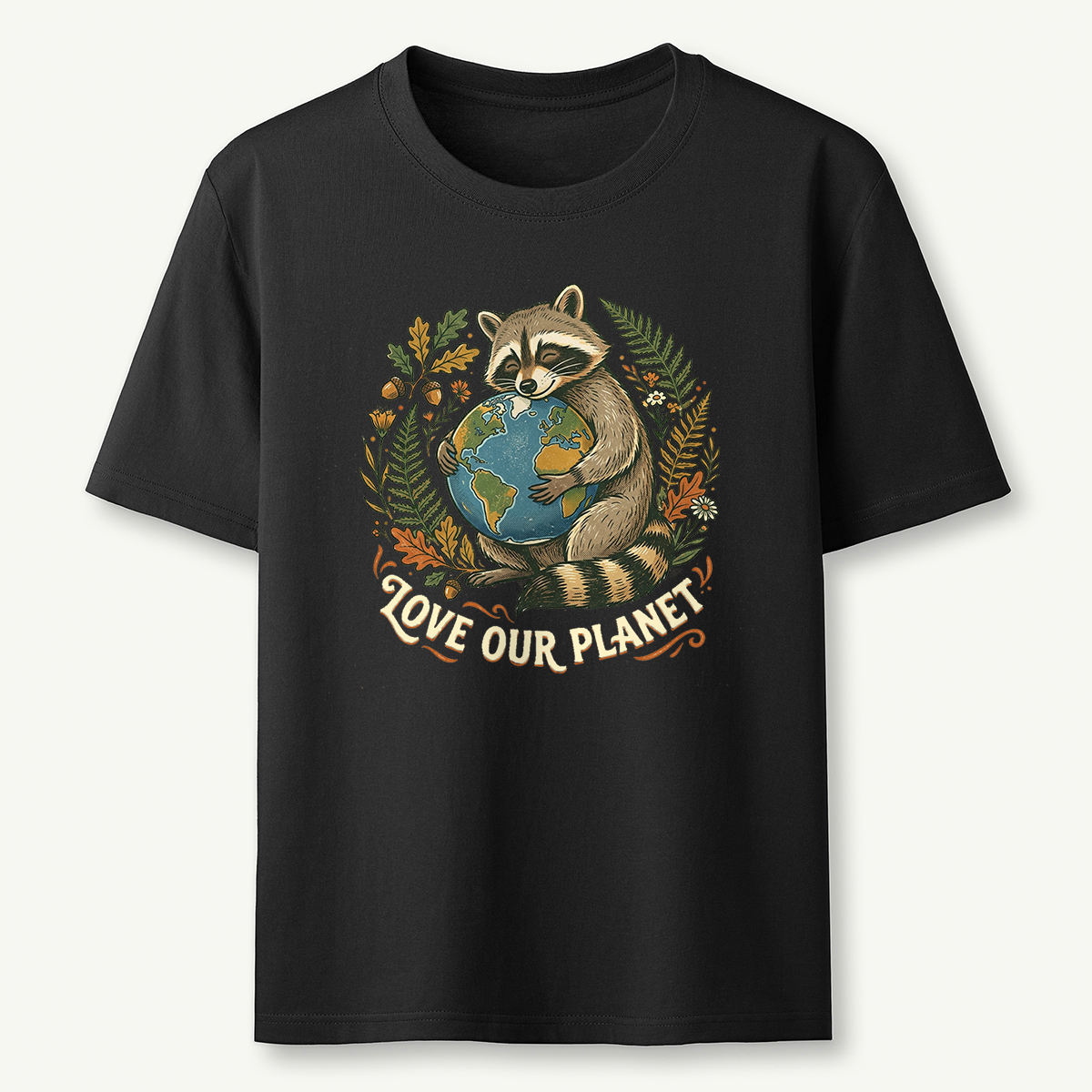 Love Our Planet Raccoon Earth T‑Shirt