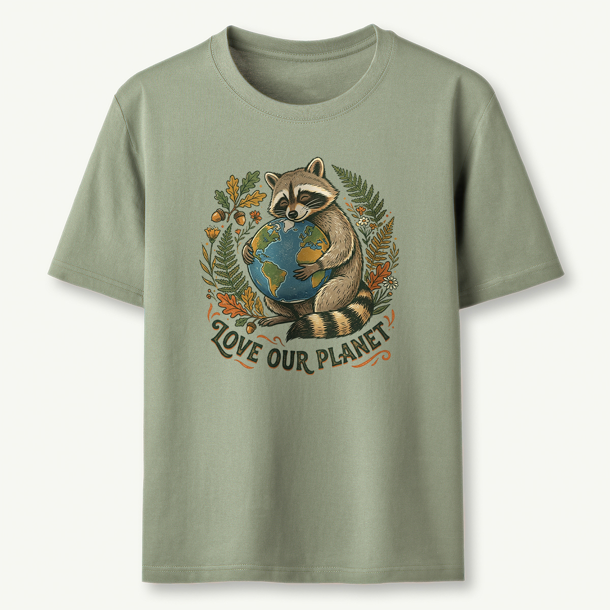 Love Our Planet Raccoon Earth T‑Shirt