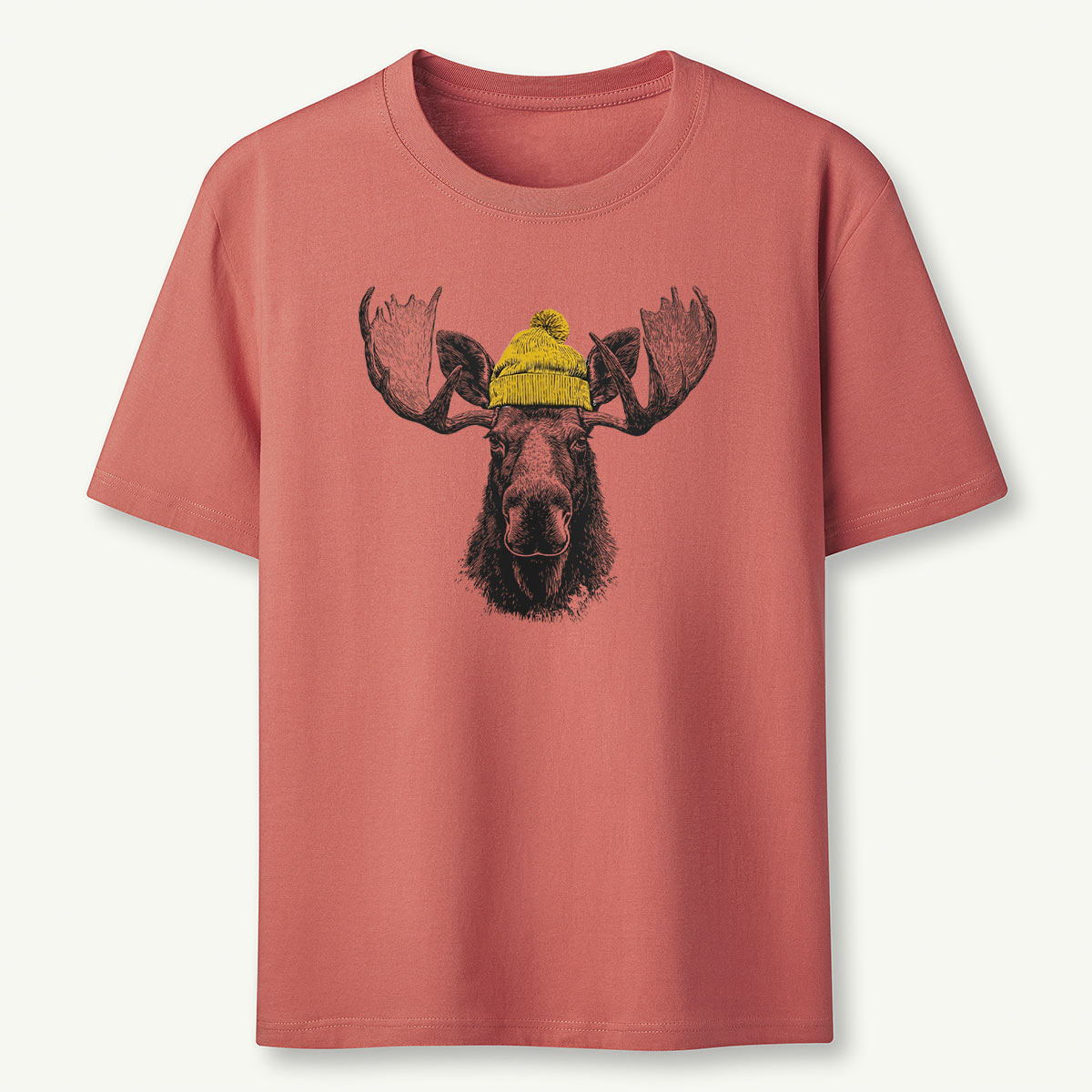 Bull Moose Wearing Beanie T-Shirt