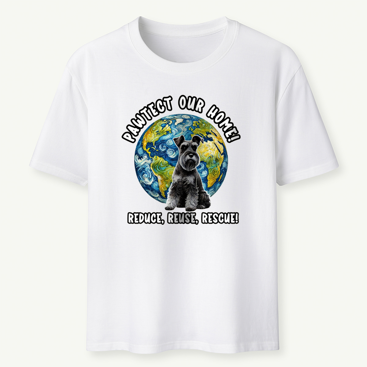 Schnauzer Earth Day Shirt Pawtect Our Home Sustainable Rescue Tee T-Shirt