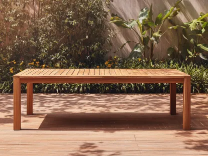 Table de jardin - bois - 220x95x75 cm - marron - style naturel-Nestuphub