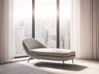 Chaise longue - métal-tissu - 174x76x73 cm - gris clair - design contemporain élégant-Nestuphub