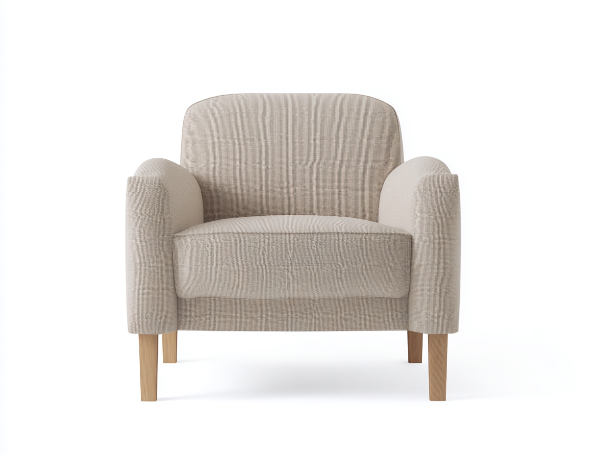 Fauteuil en tissu - tissu-bois - 78x80x84 cm - beige - style contemporain-Nestuphub