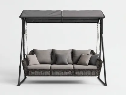 Balancelle de jardin - acier et résine tressée - 210x125x170 cm - gris - style moderne-Nestuphub