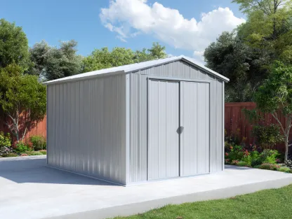 Abri de jardin - Métal - 300x240x215 cm - Gris clair - Style fonctionnel moderne-Nestuphub