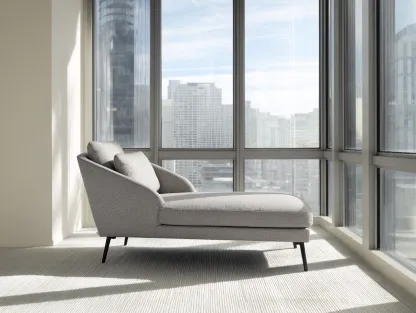 Chaise longue - métal-tissu - 175x78x75 cm - gris clair - design contemporain lumineux-Nestuphub